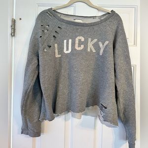 LUCKY BRAND Distressed Sweater/Crewneck Sweatshirt, Size Large